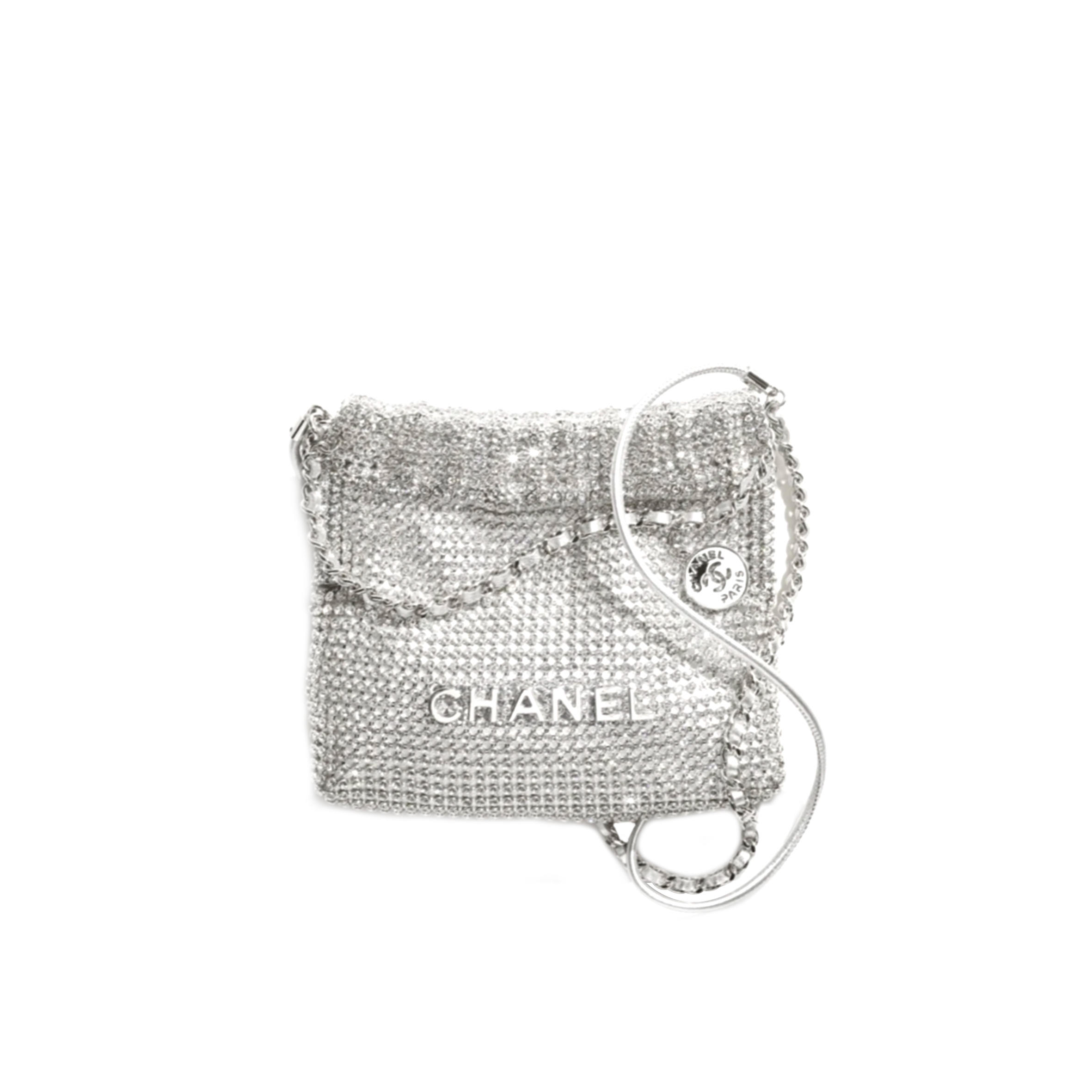 CHANEL MASTER EVENING BGA STRASS,SILVER-TONE METAL SILVER AS4894 (17*15*4cm)